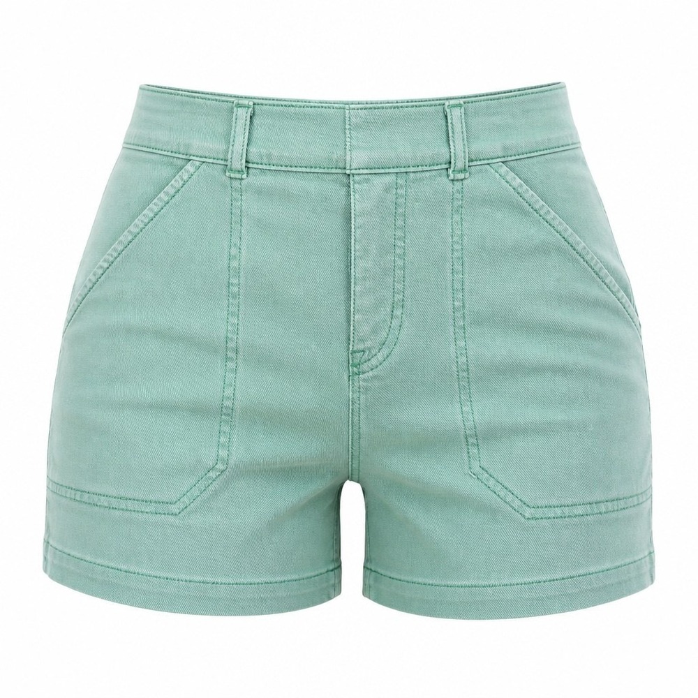 Womens Mint Green Shaping Stretch Twill Shorts Mid Rise Pastel Green Size 30